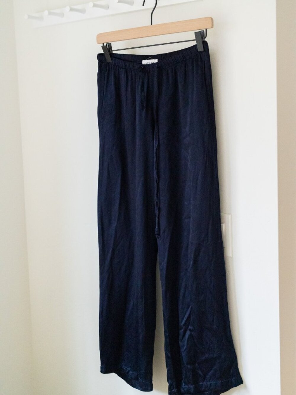 LACAUSA Vela Satin Pant sz Small Navy